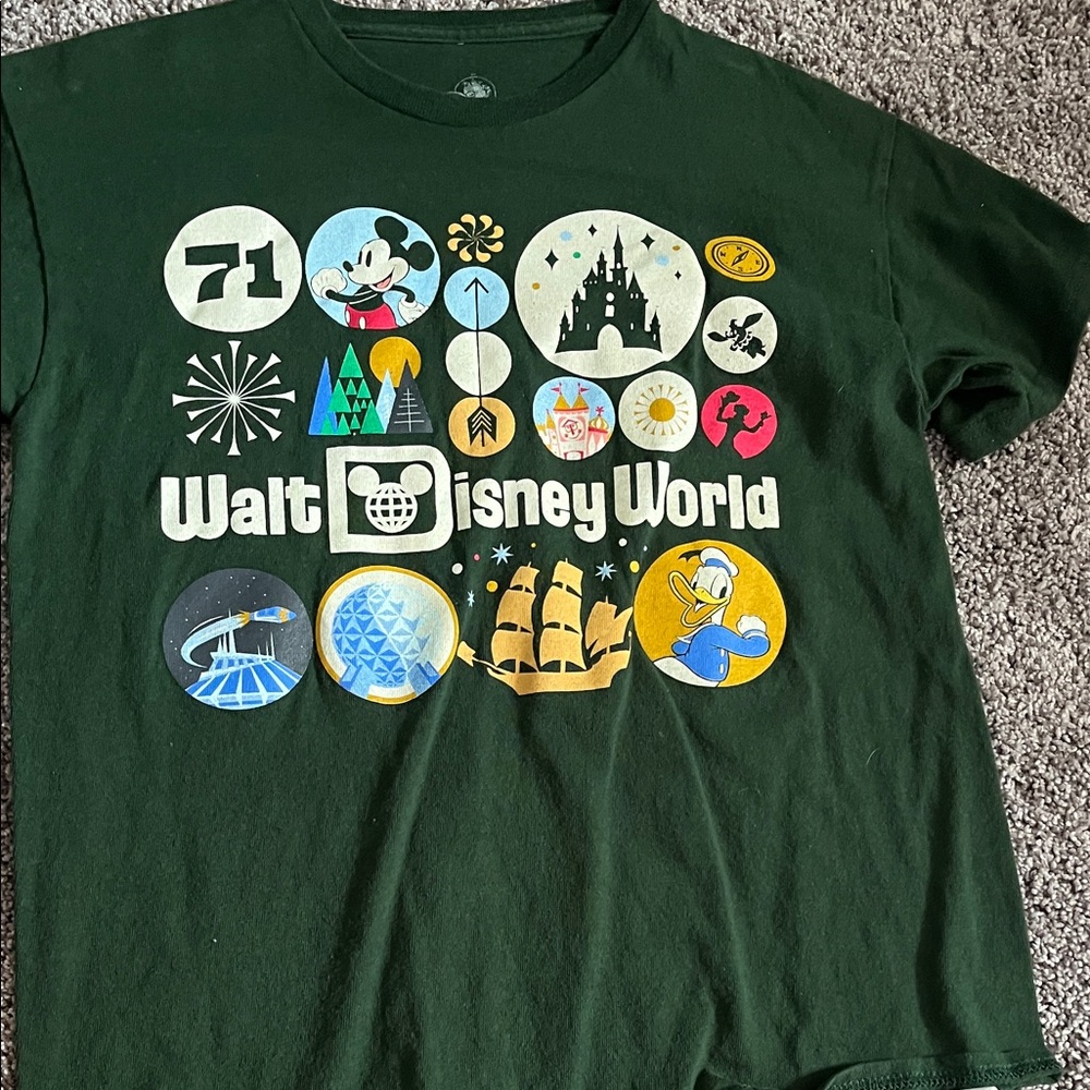 Disney Green Short Sleeve Tee with Retro Park Icons
